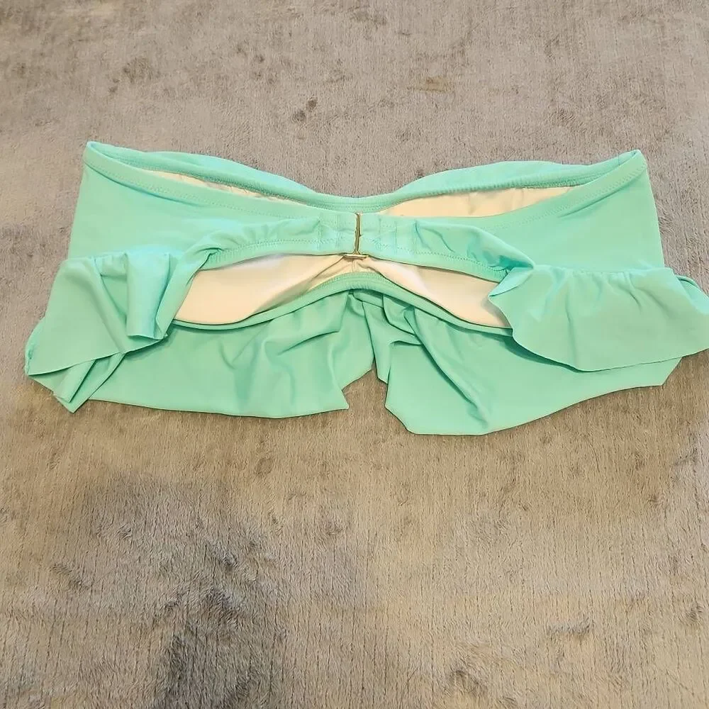 Victoria's Secret Swim L Strapless Flounce Bandeau Bikini Top Mint Green